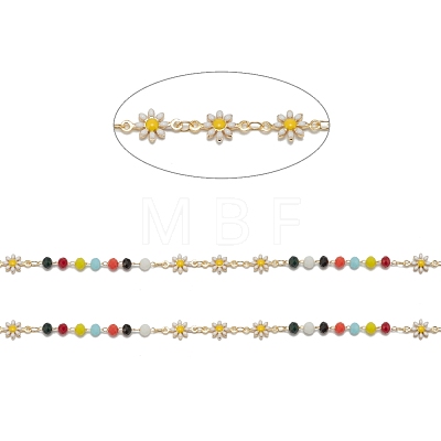 Handmade Golden Brass Enamel Chains CHC-K011-21G-1