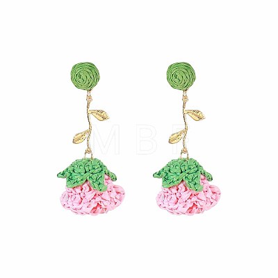 Bohemia Raffia & Alloy Stud Dangle Earrings WG3AA71-02-1