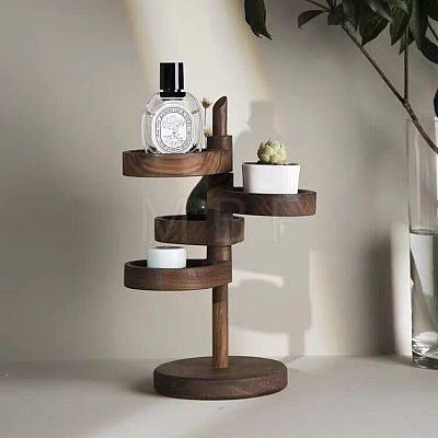 4-Tier Rotating Round Wood Jewelry Towers WD-CBA95BD-02B-1