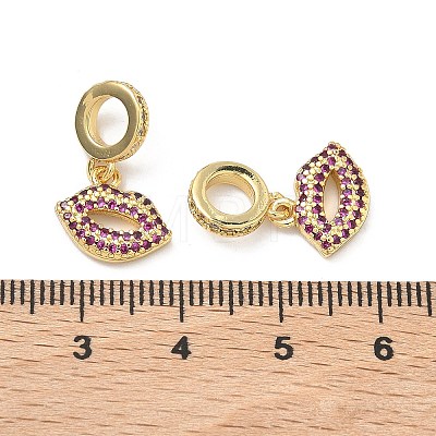 Brass Micro Pave Old Rose Cubic Zirconia European Dangle Charms KK-P345-43G-1