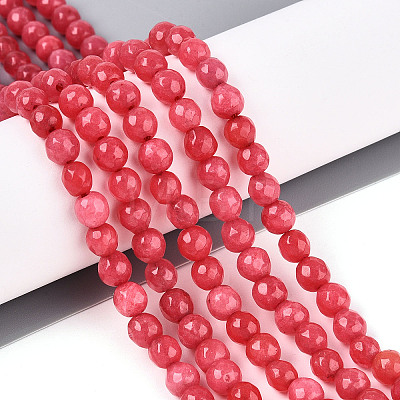 Dyed Natural White Jade Beads Strands G-T139-6mm-60-10-1