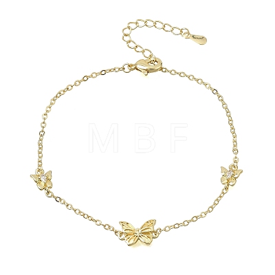 Brass Butterfly Link Bracelets KK-CBAFF9E-01G-1