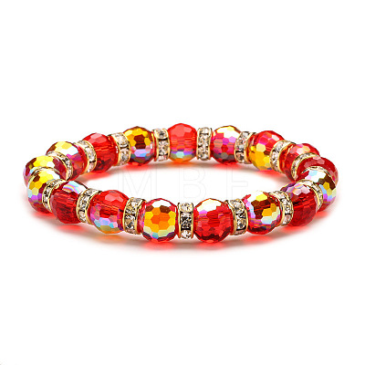 UV Plating Glass Beads Stretch Bracelets for Women FY7008-4-1