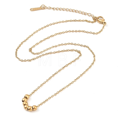 304 Stainless Steel Cable Chain Round Beads Pendant Necklaces for Women NJEW-Z047-02G-1