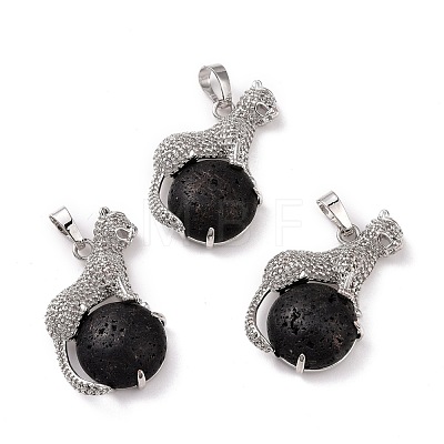 Natural Lava Rock Pendants G-E389-19P-1