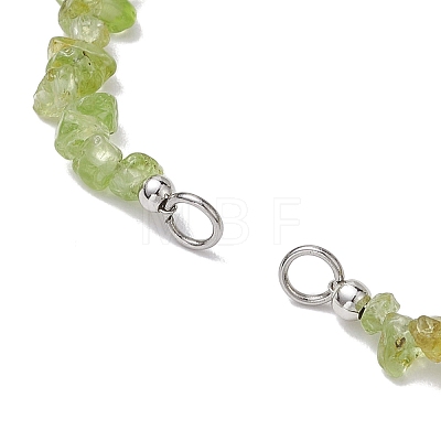 Natural Peridot Chip Nylon Braided Beaded Bracelet Making AJEW-JB01296-02-1