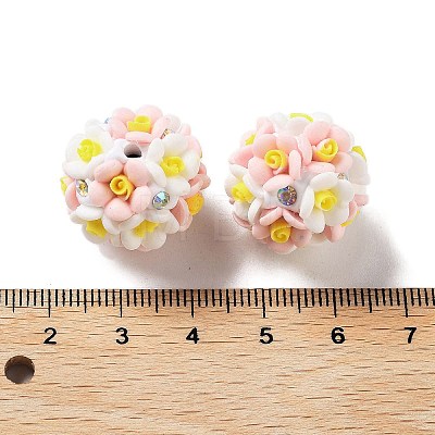 Luminous Polymer Clay Rhinestone Flower Beads RESI-C048-01D-1