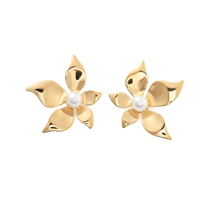 304 Stainless Steel ABS pearl Stud Earrings EJEW-S226-07G-03-1