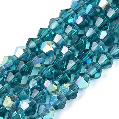 AB Color Plated Transparent Glass Beads Strands GLAA-G127-01-02I-1