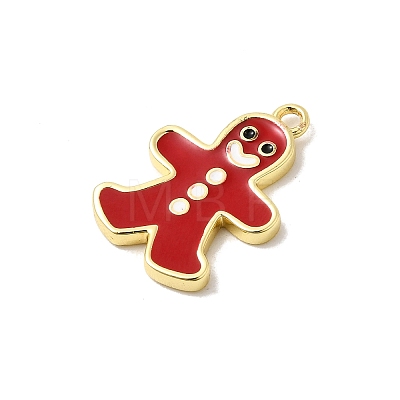 Christmas Brass Enamel Pendants KK-L258-05G-B02-1