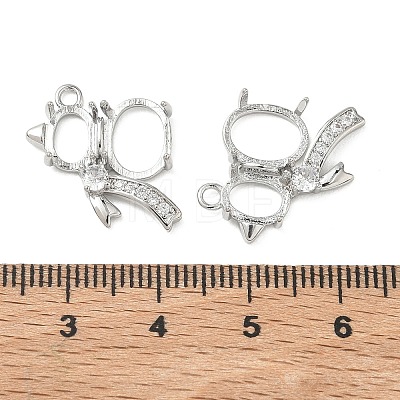 Brass Micro Pave Clear Cubic Zirconia Pendant Cabochon Settings KK-C259-07P-1