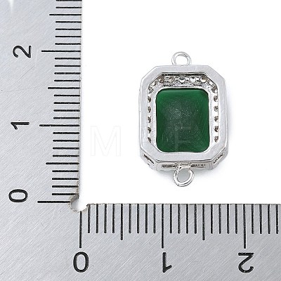 Rack Plating Brass Micro Pave Clear Cubic Zirconia Rectangle Connector Charms KK-A234-028P-01-1