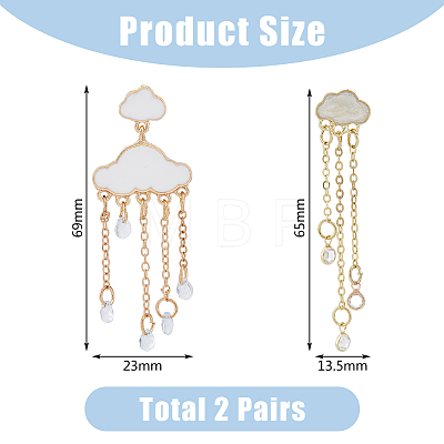 FIBLOOM 2 Pairs 2 Style Alloy Cloud Chandelier Earrings EJEW-FI0002-24-1