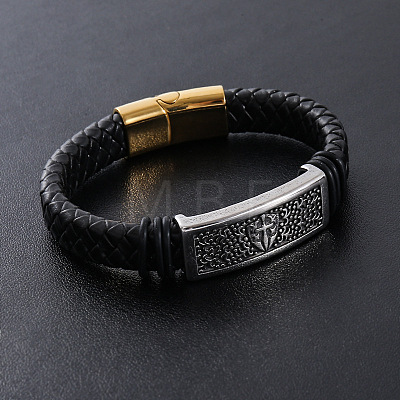 Punk Braided PU Leather Cord Bracelets NY2607-2-1