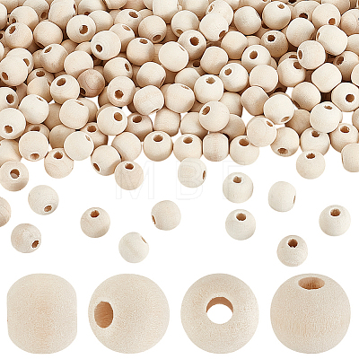 1000Pcs Natural Unfinished Wood Beads WOOD-GA0001-75-1