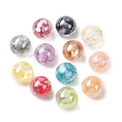 Transparent Resin & Natural Shell Beads RESI-B039-09-1