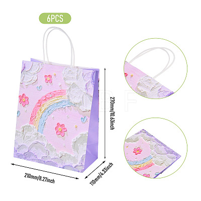 6Pcs Flower Printed Paper Gift Bags ABAG-TADJ0001-08B-1