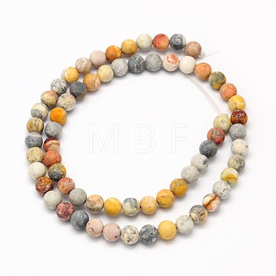 Frosted Round Natural Picasso Stone/Picasso Jasper Beads Strands G-N0166-58-6mm-1