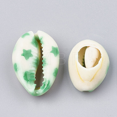 Printed Cowrie Shell Beads X-SHEL-S274-03C-1