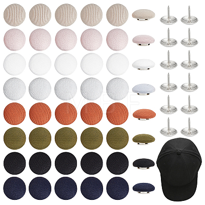 48 Bags 8 Colors Flat Round Polyester Covered Aluminum Buttons DIY-NB0016-11-1