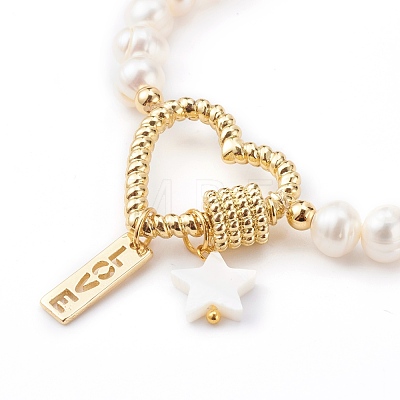 Brass Heart Link Bracelets for Valentine's Day BJEW-JB05954-1