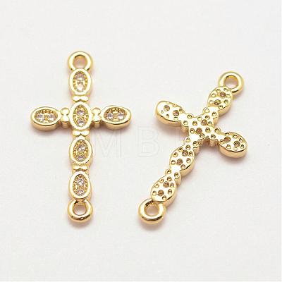 Brass Micro Pave Grade AAA Cubic Zirconia Links ZIRC-G093-31G-NR-1