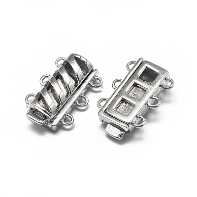 Rhodium Plated 925 Sterling Silver Box Clasps X-STER-L057-017P-1
