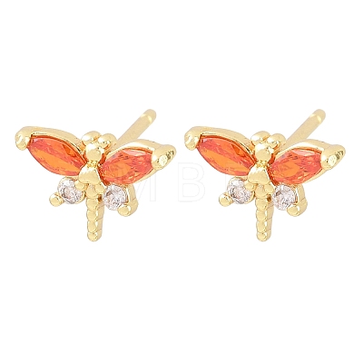 Brass Micro Pave Cubic Zirconia Stud Earrings for Women KK-A305-08G-1