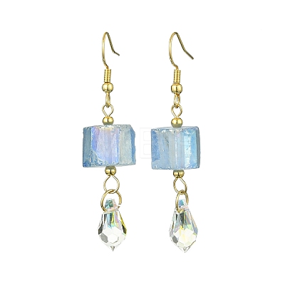 Dyed Natural Quartz & Glass Teardrop Dangle Earrings EJEW-JE05714-1