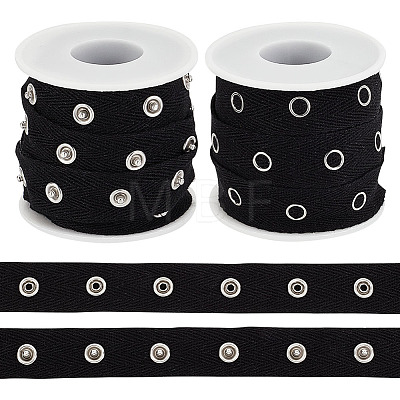 5 Yards Alloy Snap Button Tape Trim Polyester Ribbons DIY-OC0011-27B-1