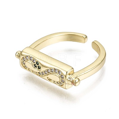 Brass Micro Pave Cubic Zirconia Cuff Rings RJEW-S044-118-NF-1