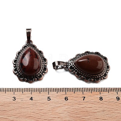 Natural Mahogany Obsidian Teardrop Pendants G-K363-01R-20-1