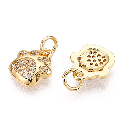 Brass Micro Pave Clear Cubic Zirconia Charms KK-T070-06G-NF-1