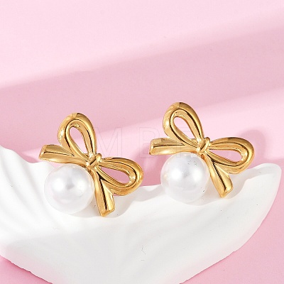 304 Stainless Steel Natural Shell Stud Earrings EJEW-G423-10G-01-1