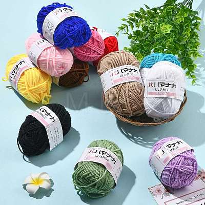 12 Skeins 12 Colors 4-Ply 59.7%Polyester & 40.3%Acrylic Fiber Yarn for Tufting Gun Rugs OCOR-FS0001-07-1