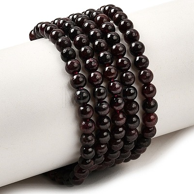 Natural Garnet Gemstone Bead Strands G-R263-4mm-1