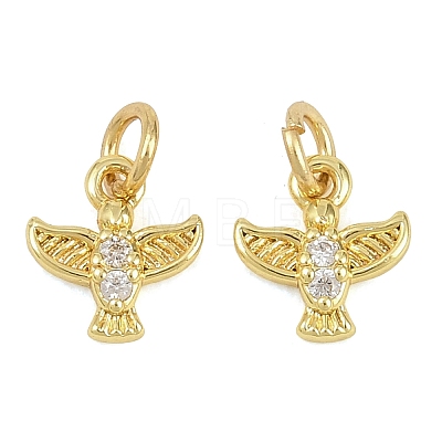 Brass Micro Pave Clear Cubic Zirconia Charms KK-D218-24G-02-1
