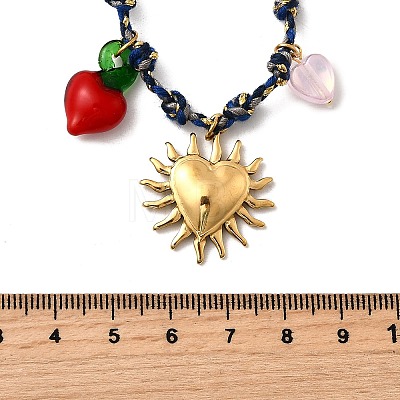 304 Stainless Steel & Plastic Flower Clover Pendant Cotton Cord Necklaces for Women NJEW-Z092-01G-01-1