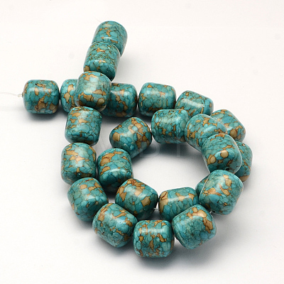 Dyed Synthetic Turquoise Column Bead Strands TURQ-Q100-03E-02-1