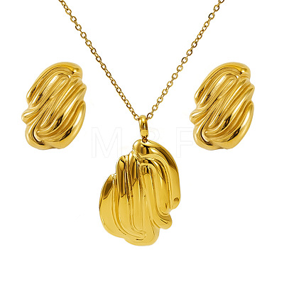 304 Stainless Steel Pendant Necklaces & Stud Earrings FS-WG14082-06-1