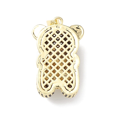 Rack Plating Brass Micro Pave Cubic Zirconia Pendants KK-H443-08G-1