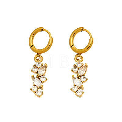 304 Stainless Steel & Clear Cubic Zirconia Hoop Earrings FS-WGFBAB4-01-1