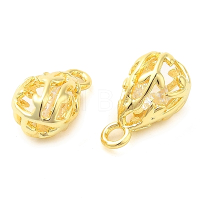 Real 18K Gold Plated Rack Plating Brass with Cubic Zirconia Pendants Charms KK-S396-12A-1