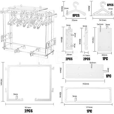 Assembled Transparent Acrylic Earring Display Stands EDIS-WH0021-12-1