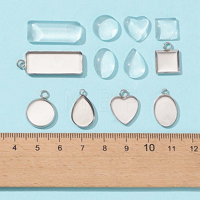 36Pcs 6 Styles 04 Stainless Steel Pendant Cabochon Settings STAS-FS0001-27-1