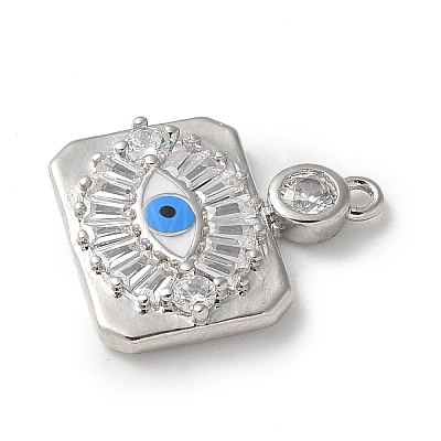 Rack Plating Brass Micro Pave Cubic Zirconia Enamel Pendants KK-P290-56C-P-1