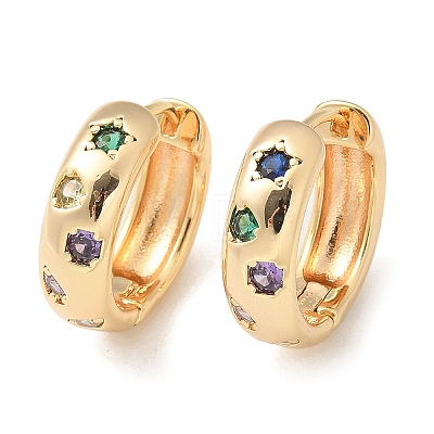 Brass Micro Pave Cubic Zirconia Hoop Earrings LS-EJEW-H152-01A-G-1