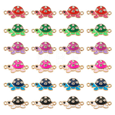 24Pcs 6 Colors Alloy Enamel Connector Charms ENAM-TA0001-58-1