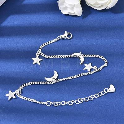 304 Stainless Steel Charm Bracelets BJEW-K305-14S-1