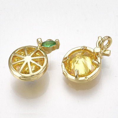 Brass Cubic Zirconia Charms X1-KK-S348-323-1